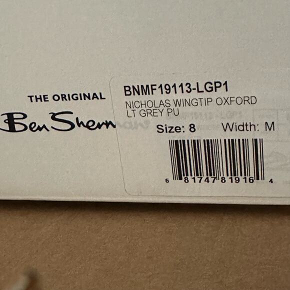 Ben Sherman Nicholas wingtip Oxford lt gray PU size 8 - Picture 9 of 9